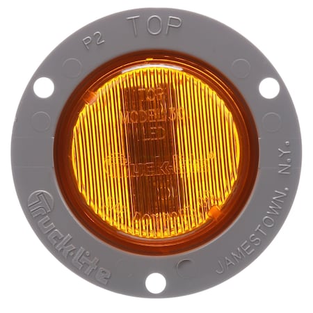 Truck-Lite 30 Series, Low Profile, Led, Yellow Round, 2 Diode, Marker Clearance Light, P3, Gray Polycarbonate 30071Y